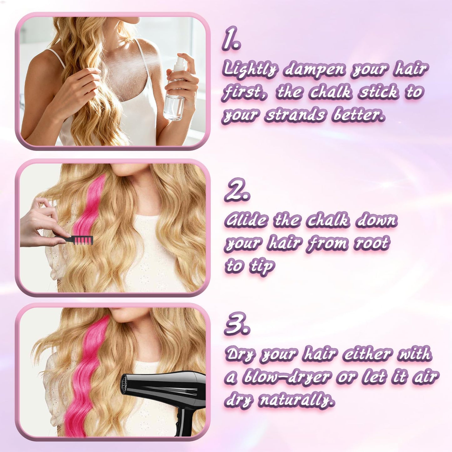 Hair Chalk Comb for Girls and Kids, 12 Colour Washable Temporary Hair Dye, Hair Colour Spray Makeup Kit, Easy to Use, Christmas Halloween Gifts for Girls