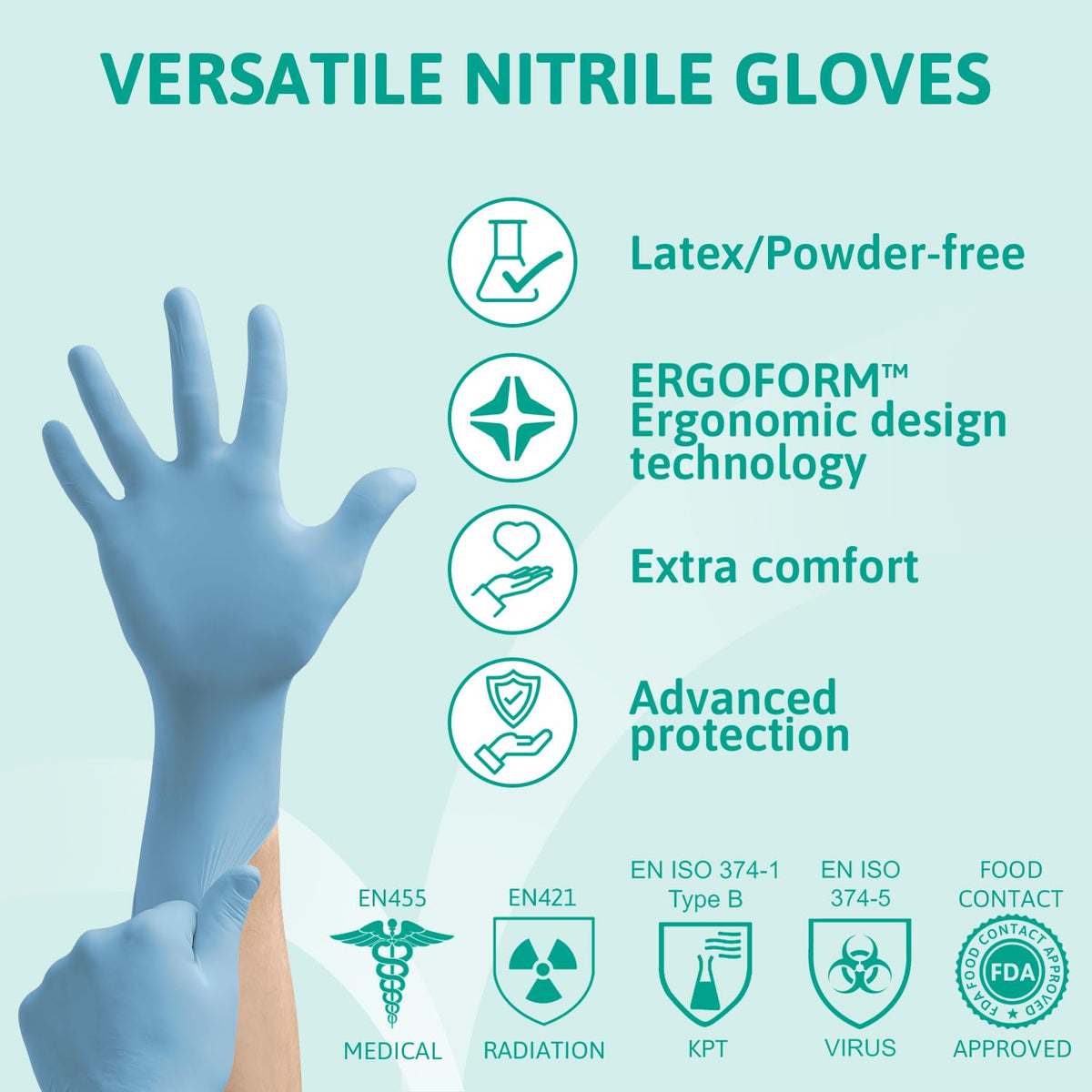 Ansell Microflex 93-732, Multipurpose Nitrile Disposable Gloves for Precise Handling and Mechanical Tasks, Latex Free, Powder-Free, Size M (100 Pieces)