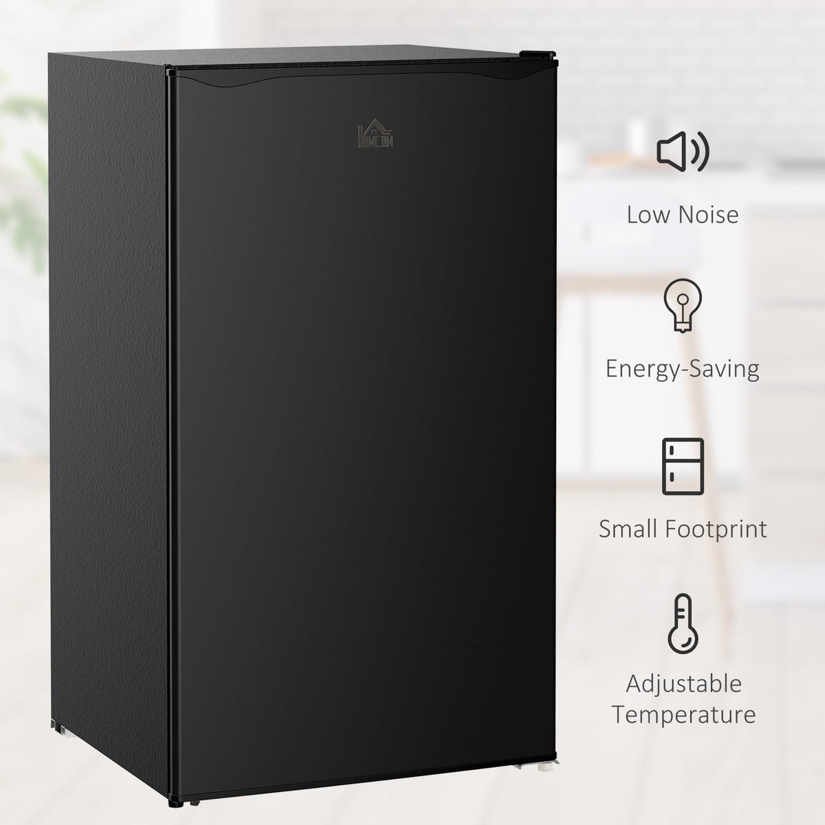 HOMCOM Under Counter Fridge 91L Small Fridge with Chiller Box Silver Tone