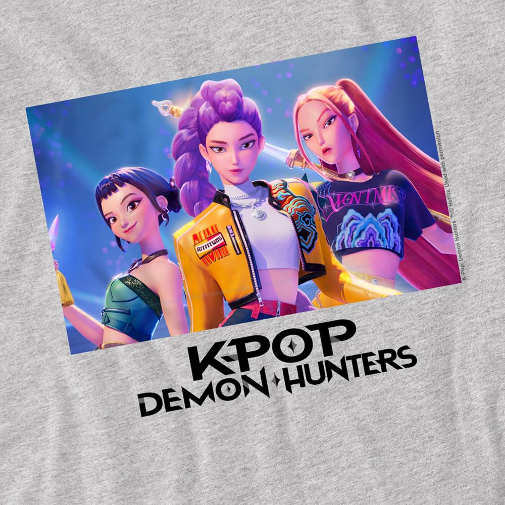Kpop Demon Hunters Unisex Kids K-pop Demon Hunters - Heroic Huntrix Huntr/X Kids T Shirt, White T-Shirt (Pack of 1)