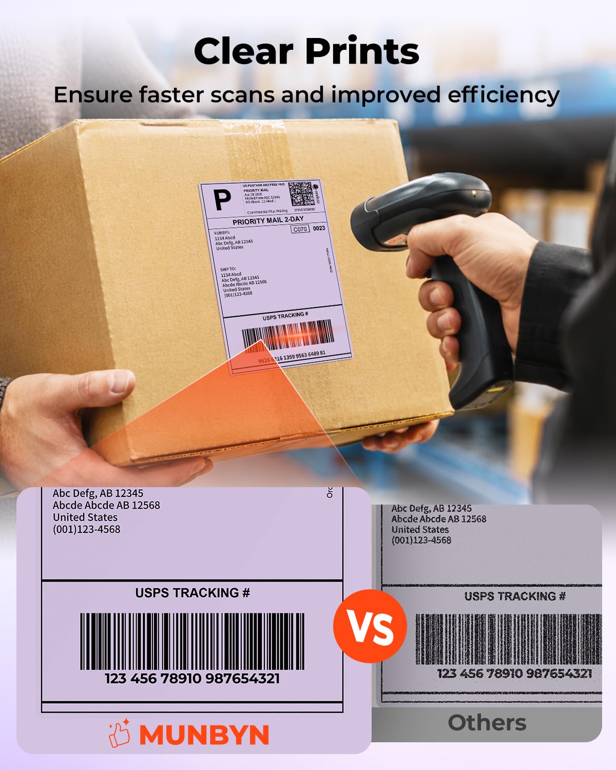 MUNBYN 4x6 Direct Thermal Labels, Fanfold Shipping Label Paper for Thermal Printer, Pack of 1000 Permanent Adhesive Labels for Shipping Packages