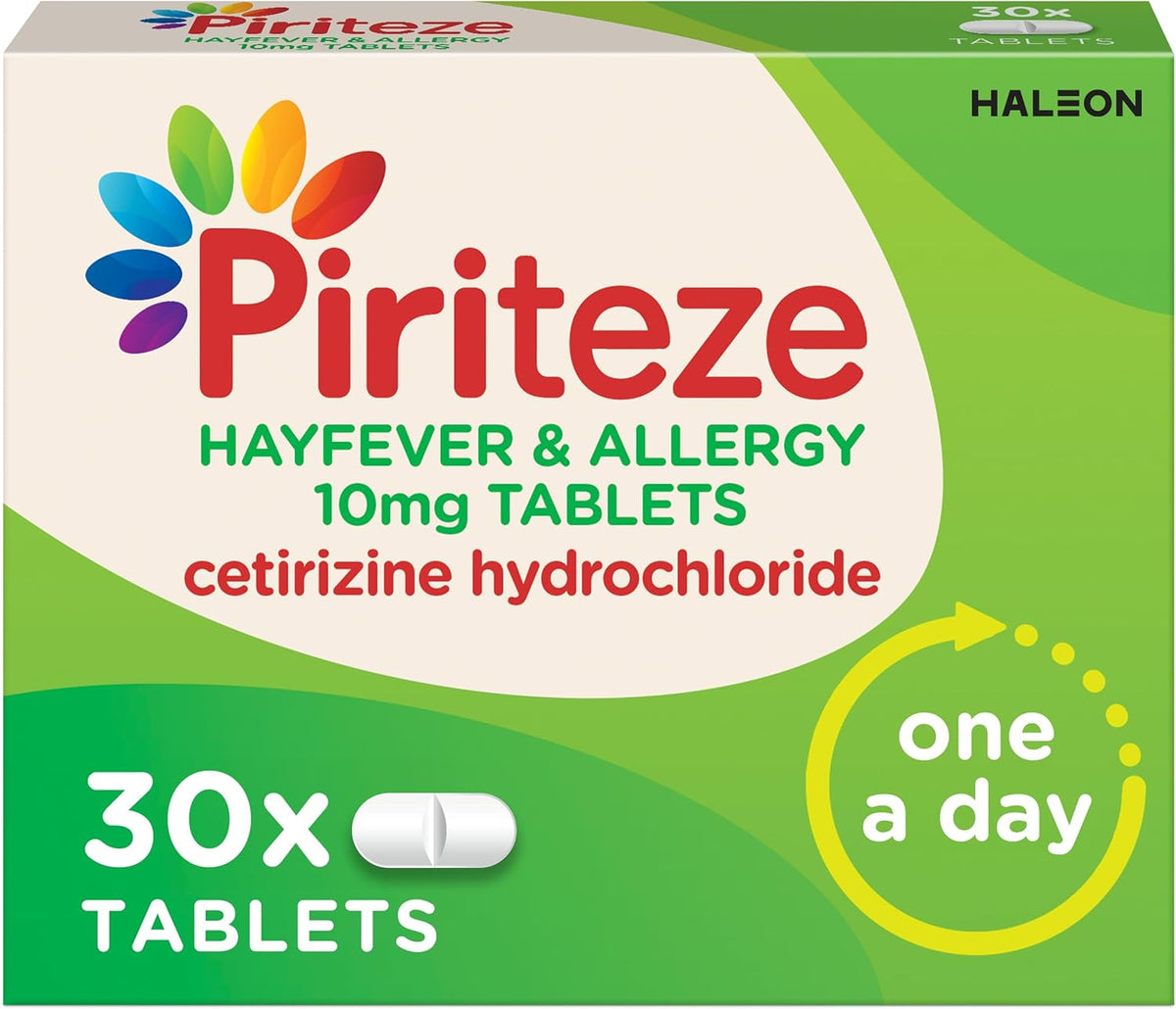 Piriteze Hayfever & Allergy Tablets, Cetirizine, 6 Years+, 30 Tablets
