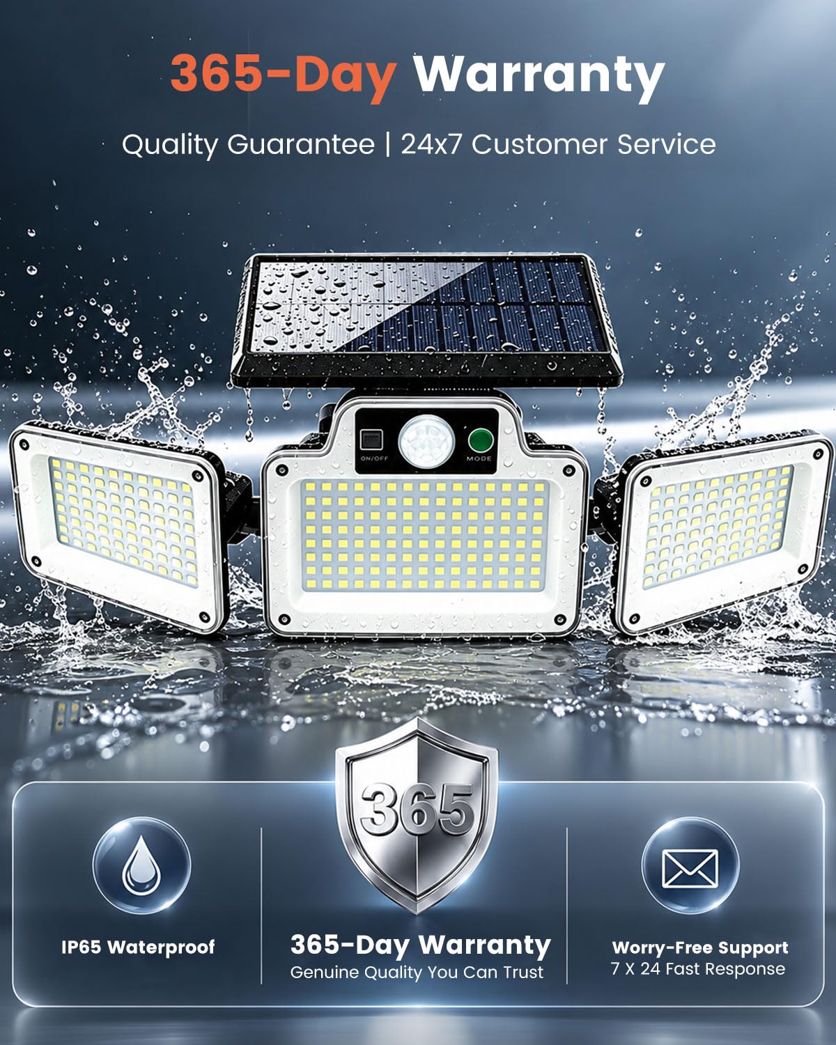 JumJam Solar Flood Lights, Security Lights Outdoor Motion Sensor for Garden