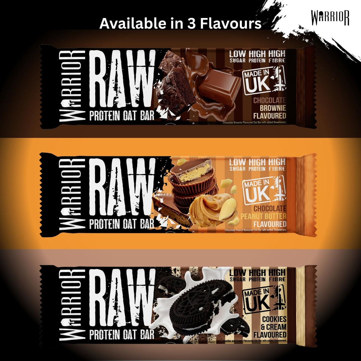 Warrior RAW Protein Bars 12 x 75g High Protein Oat Flapjack Snack