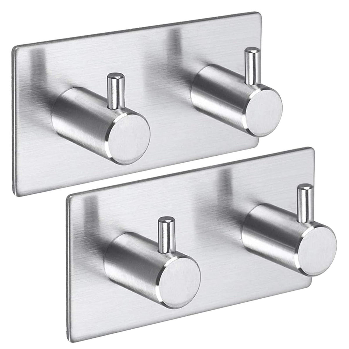 Aikzik 6 Pack Self Adhesive Hooks, Stainless Steel Sticky Hook Heavy Duty, Over 8kg Load - Hooks for Hanging for Towel, Coat, Key, Stick on Bathroom, Kitchen, Door and Wall, Black