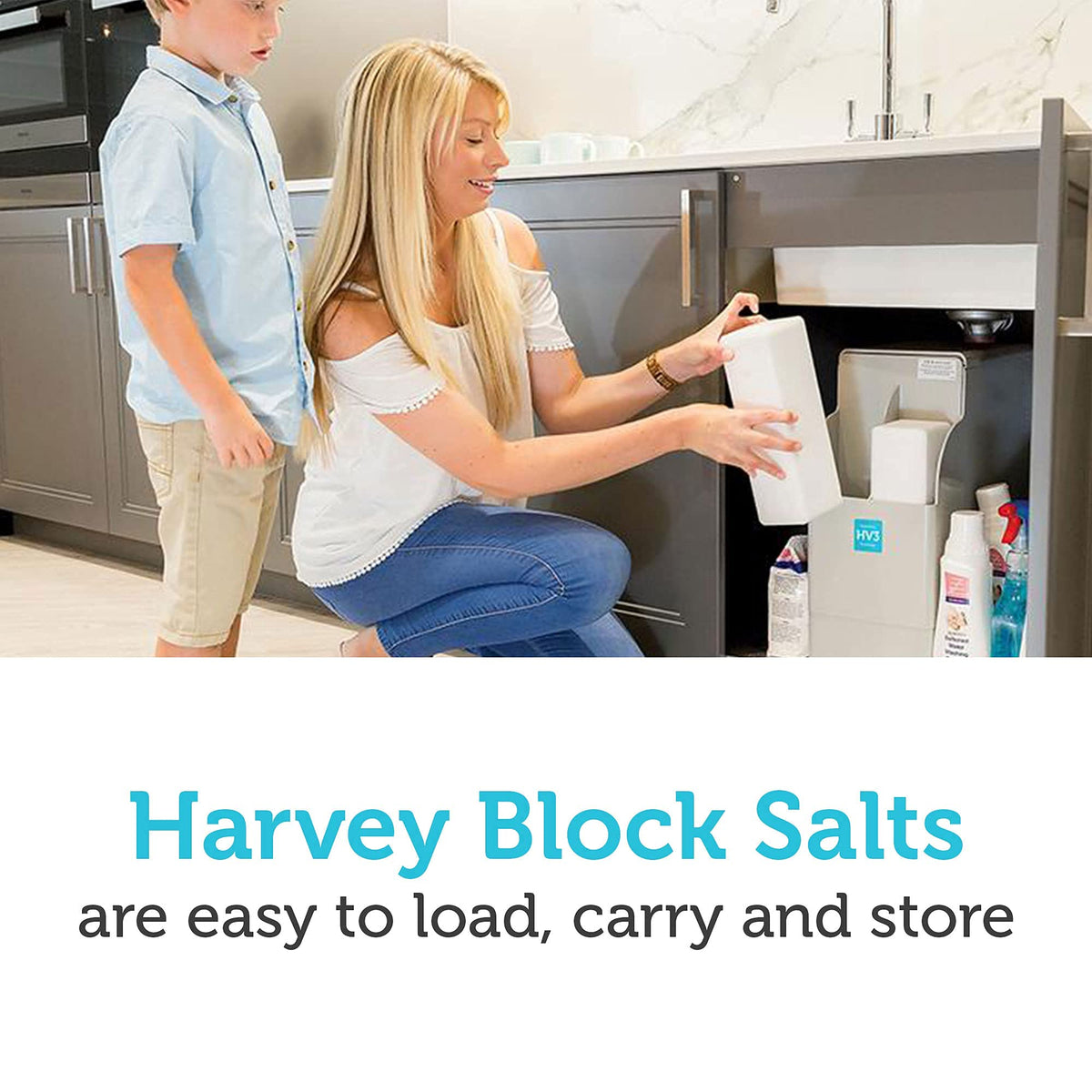 Harvey Block Salt for Water Softeners | Original Pure Grade A Food Quality Salt | 3 Bags, Securely Boxed | Each Bag Contains 2 Blocks | Efficient Softening Solution