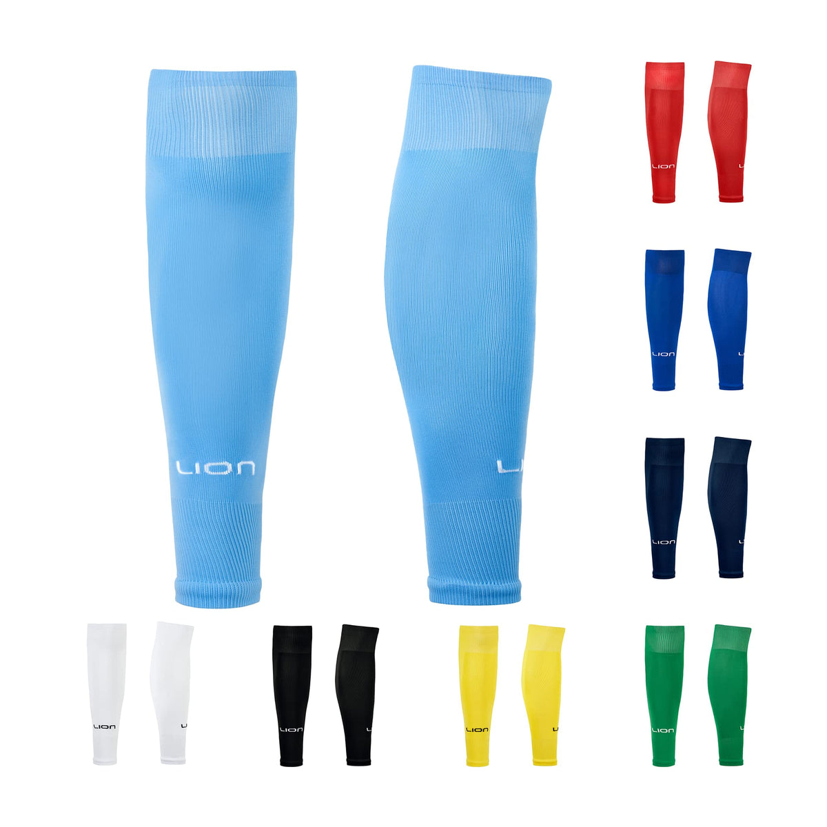 LION SPORTSWEAR Kids/Youth Football Sock Sleeves To Accompany Grip Socks - Fits Over Calf/Shin Pads - Variety Of Colors To Match Your Team Kit