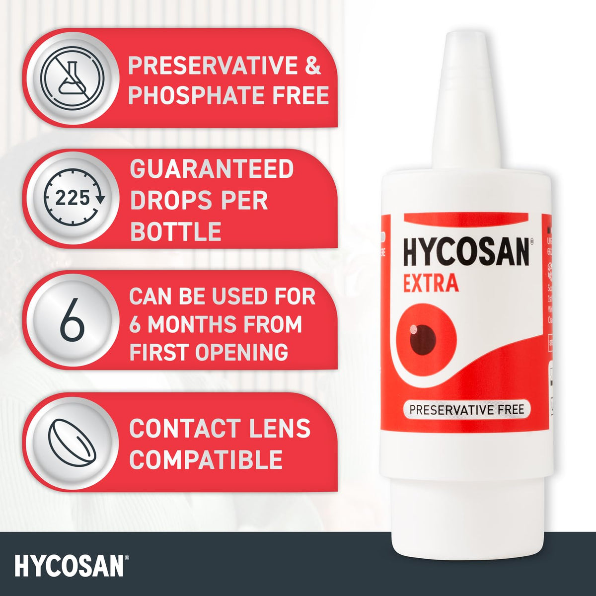Hycosan Extra - Eye Drops with Hyaluronic Acid for Soothing Relief of Severe and Persistent Dry Eyes - Contact Lens Compatible - Preservative Free (7.5 ml (Pack of 2))