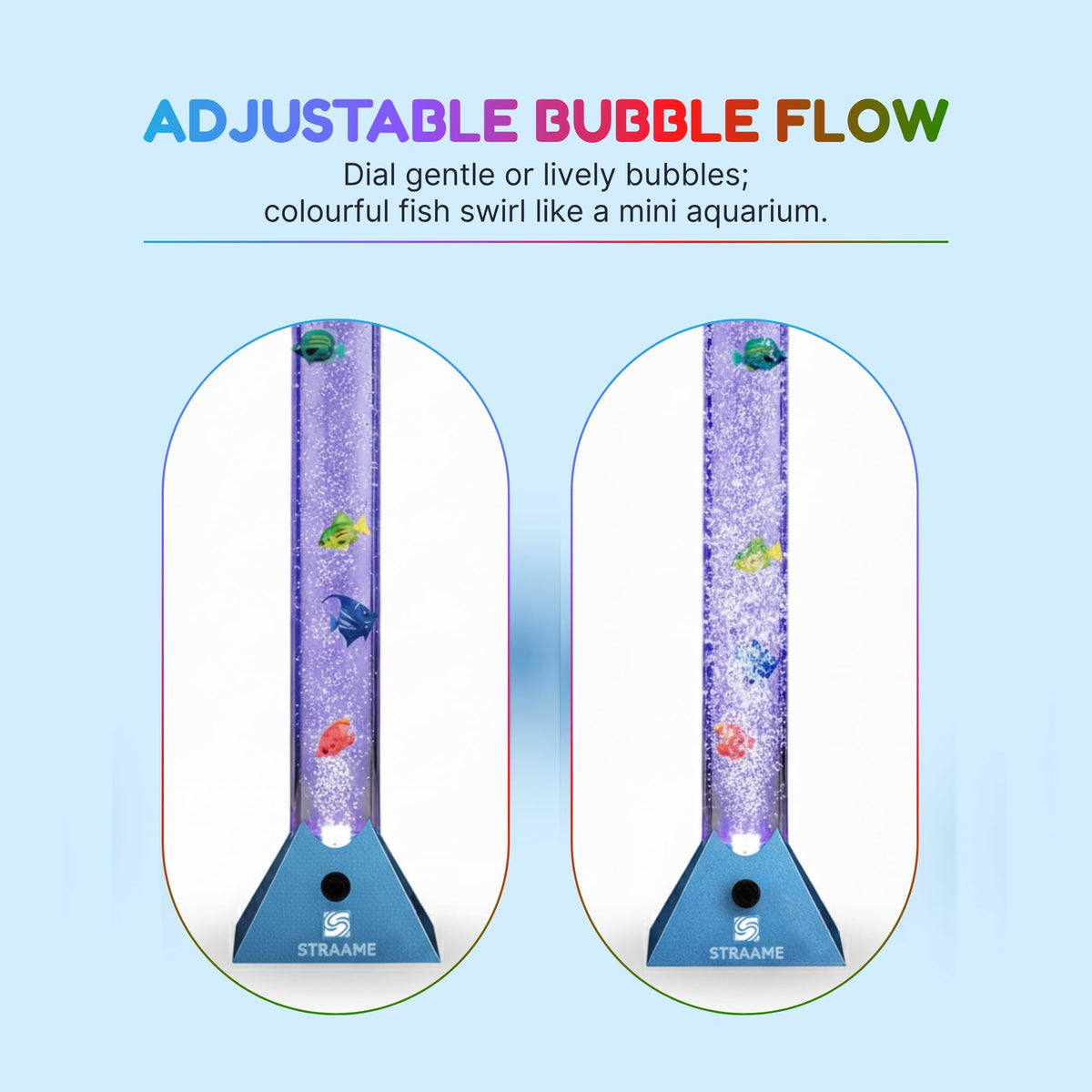 Straame 90cm LED Bubble Fish Lamp, Colour Changing Sensory Lamp, Black Base