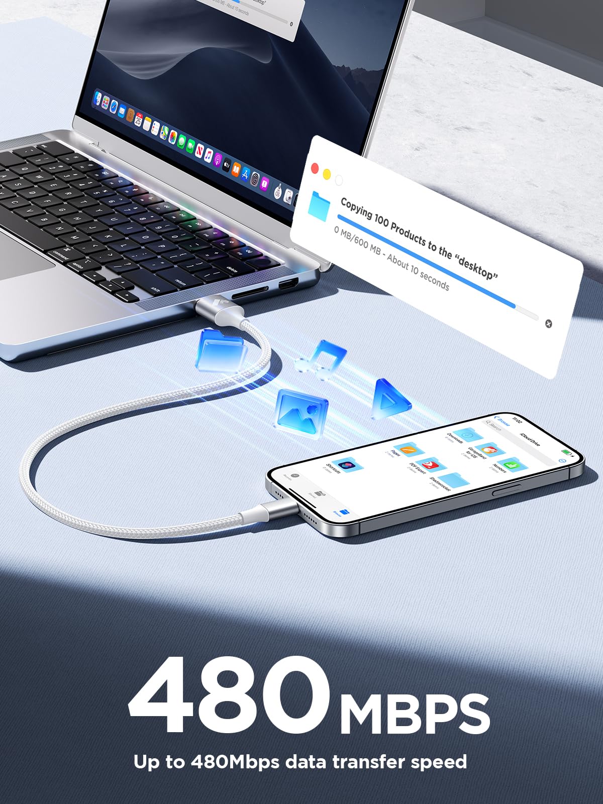 2Pack 2M iPhone Charger Cable, MFi Certified Lightning Cable Fast Charging Braided iPhone Charger Fast Charge USB Charging Lead for Phone 14 13 12 11 Pro Max XS XR X 8 7 6 Plus 5 SE, iPad and iPod