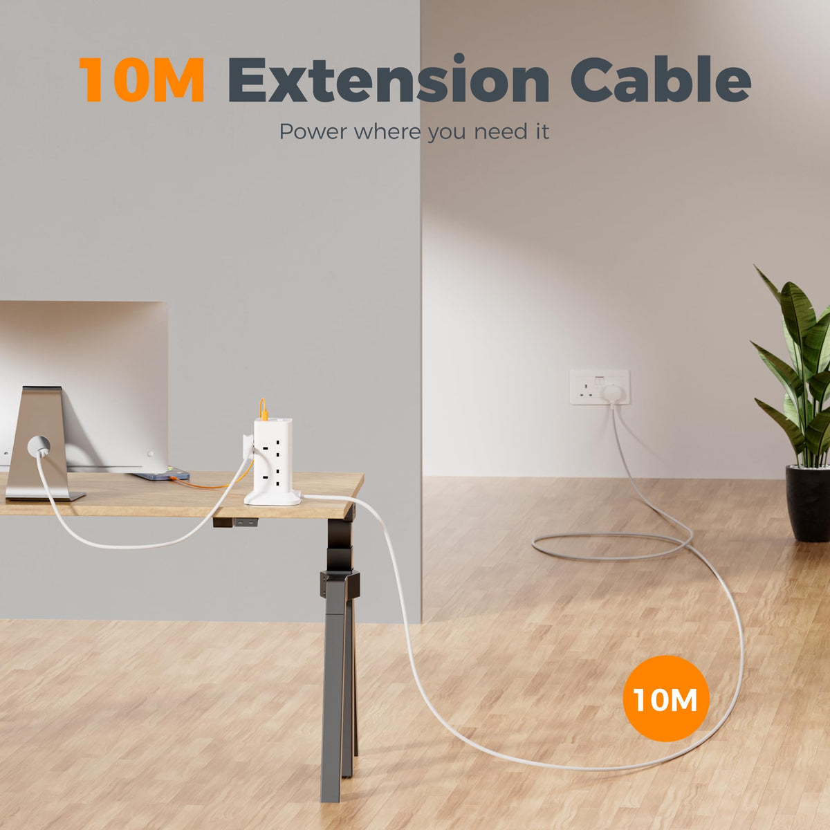 TESSAN Tower Extension Lead with USB C Slots
