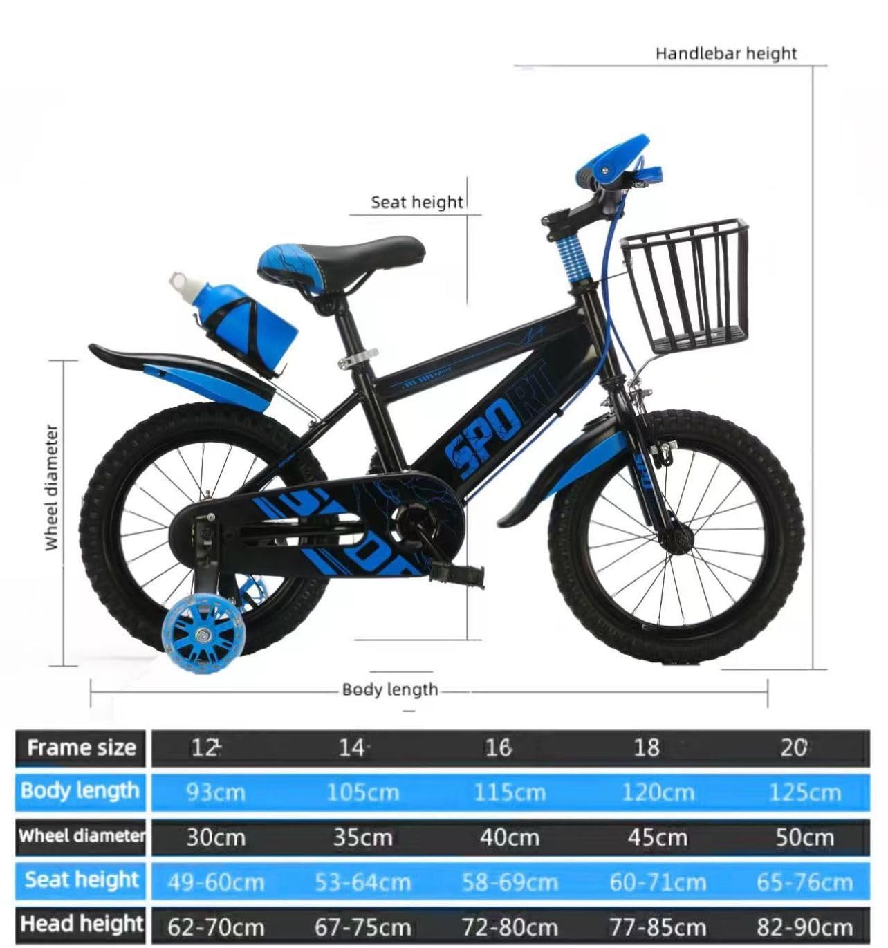 Kids Sport Bike, Tourer, Bicycle, Cycling, Boys Cycle, 12" 14" 16" 18" 20" Children’s Bicycle, Child Bikes, Adjustable Sport Bike 2-12 Years Old, Stabilisers,
