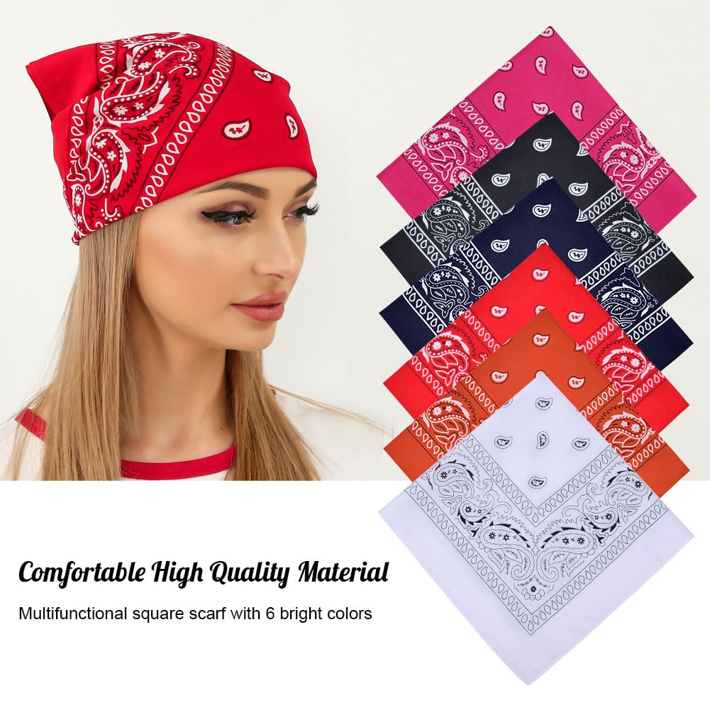 Aomig Bandana Head Scarf for Men and Women, Stylish Cowboy Headband Handkerchief, Multi-purpose Hair Scarf Paisley Print Unisex Headwraps, Bib Party Face Covering Headwear for Motorcycling