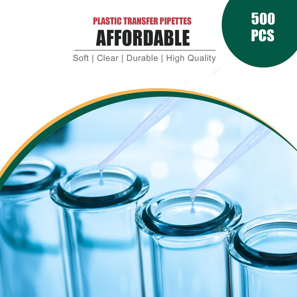 moveland 𝟭𝟬𝟬𝟬𝗣𝗰𝘀 𝟯𝗺𝗹 Dropper Pipettes- Plastic Transfer Pipette for Lab Science, Essential Oil, DIY Art, Medicine - Excellent Suction Without Leakage