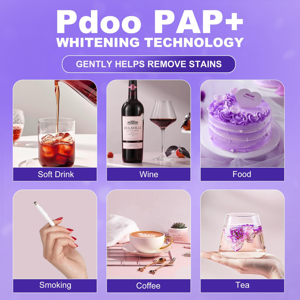 Purple Teeth Whitening Strips 14 Treatments - Enamel-Safe & No-Sensitivity & No-Slip Whitening Strips - Fast Teeth Whitening in 7 Days - Whitening Kit for Coffee, Wine Stains Removal, Mint Flavor