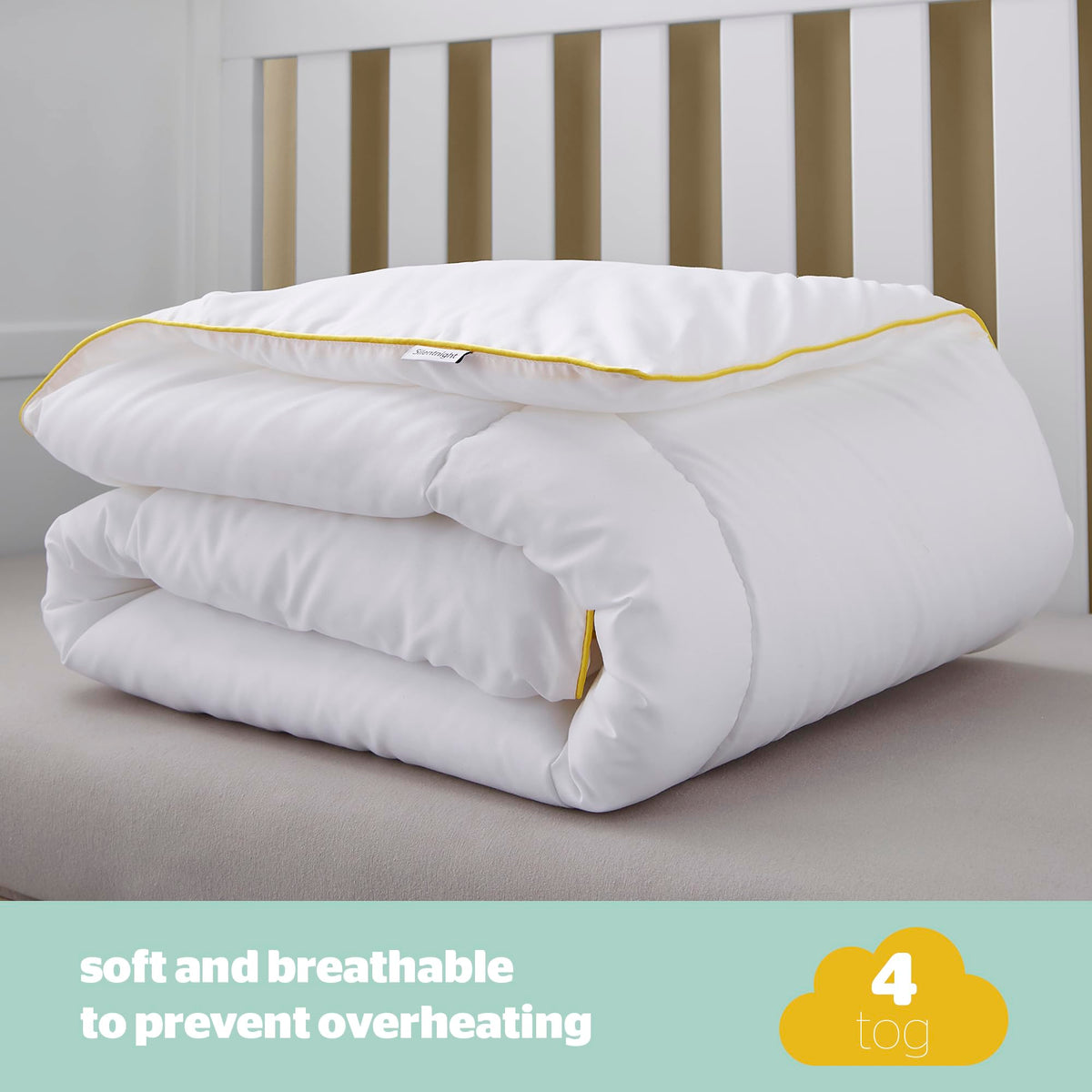 Silentnight Safe Nights Cot Bed Duvet 4 Tog – Anti Allergy Lightweight Soft Snug Nursery Quilt for Children, Kids, Toddlers – Hypoallergenic and Machine Washable – 150x120cm