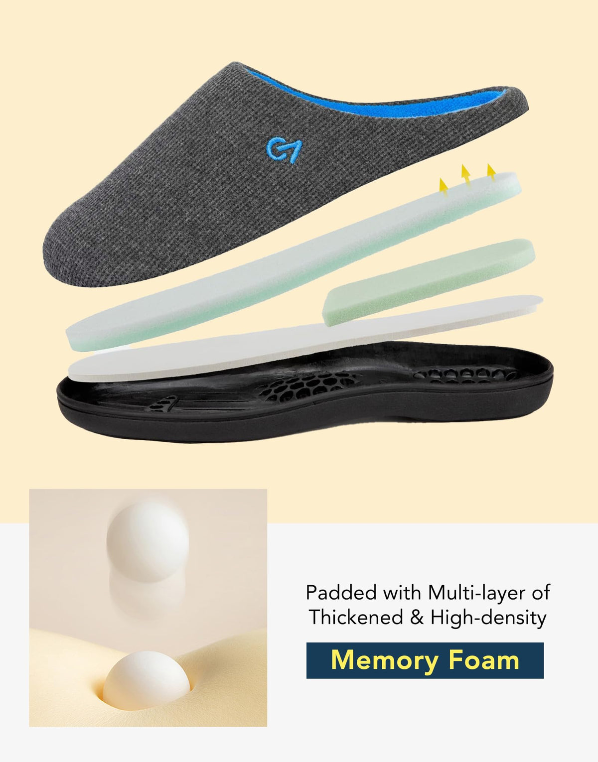 VeraCosy Men's Two-Tone Memory Foam Slippers