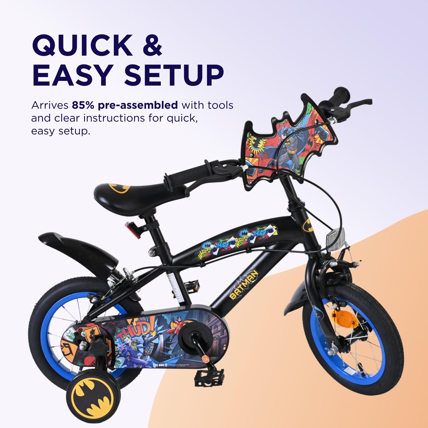 Volare Official Marvel Spider-Man Kids Bike 12" with Stabilisers — Ages 3-4