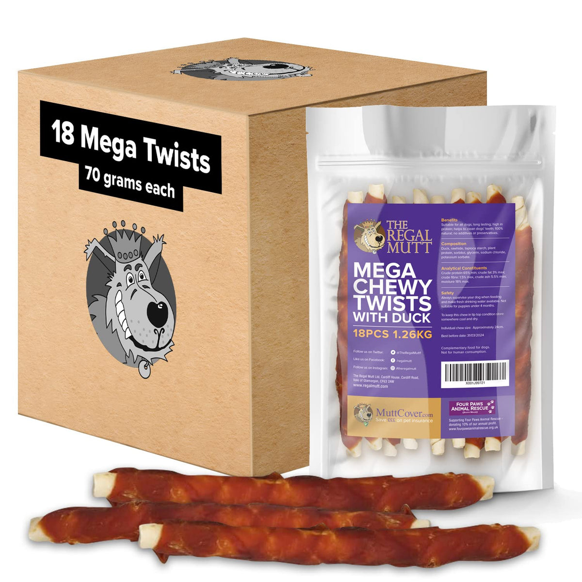 The Regal Mutt - Chewy Twists with Chicken - 1kg Bag