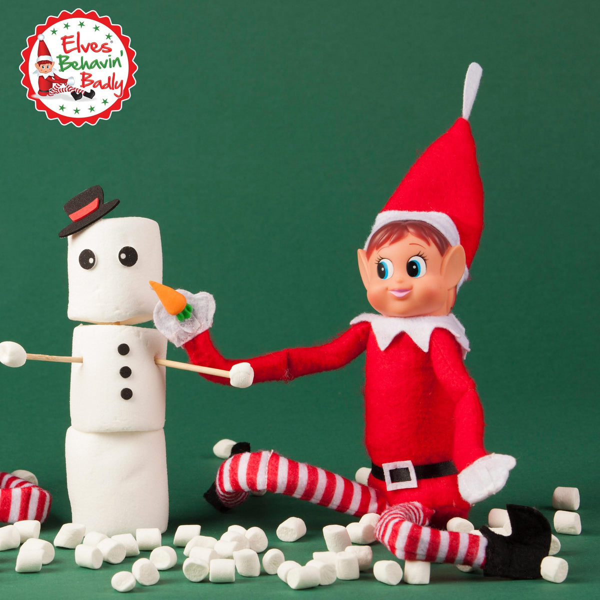 Elves Behavin' Badly Charming Red Long Leg Soft Body Vinylface Girl Elf with Hat - 30 cm (1 Pc.) - Premium Quality Plush Toy - Perfect For Holiday Decor & Gift-giving