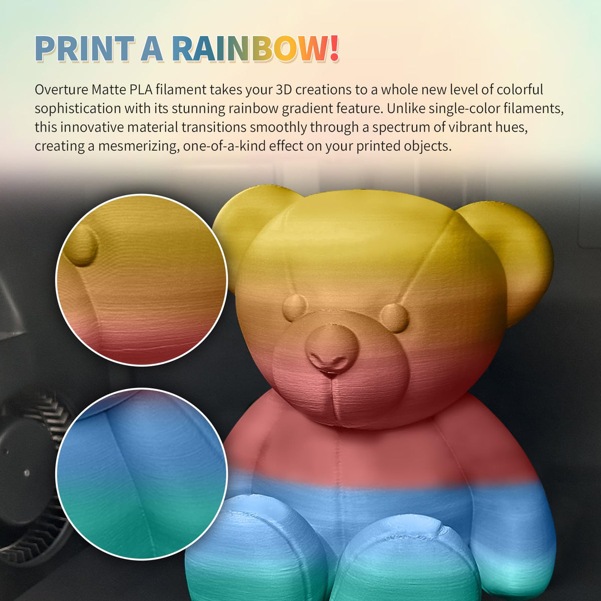 OVERTURE Matte PLA 3D Printer Filament 1.75mm, 1kg Light Brown