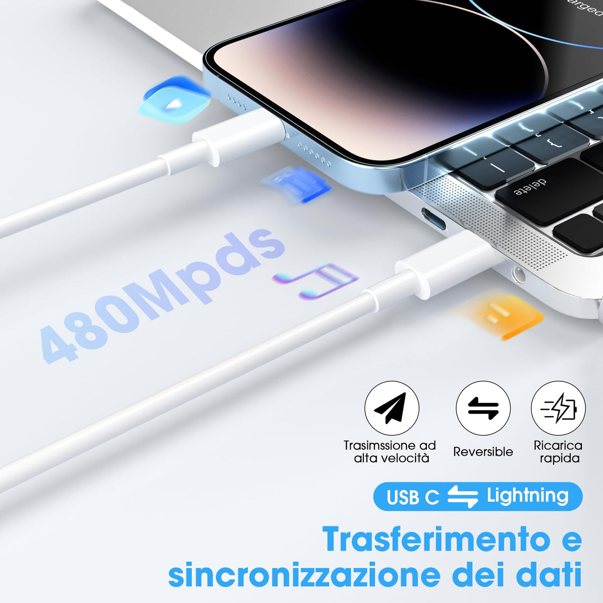 BSTOEM USB C to Lightning Cable, iPhone Charger 2Pack 1M +2M MFi Certified
