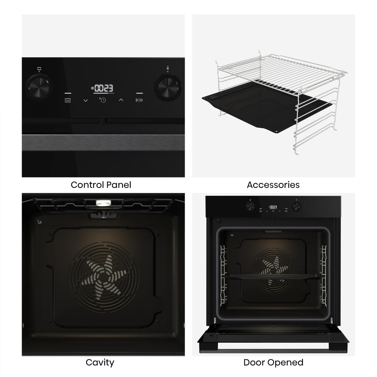 Hisense BI62020ABGUK - Built-in 60L Electric Single Oven - Black - 530x595x595 mm (DxWxH) - A Rated, Extra Large