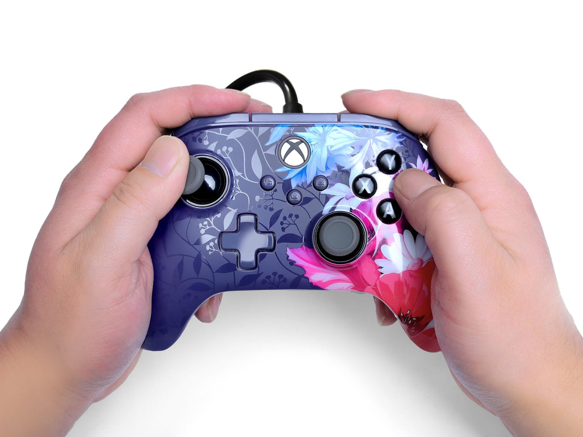 PowerA Advantage Plus Wired Controller for Xbox Series X|S - Moonlit Palms, officially licensed, adjustable height thumbsticks, hall effect, mappable buttons, works with Xbox One and Windows 10/11 PC