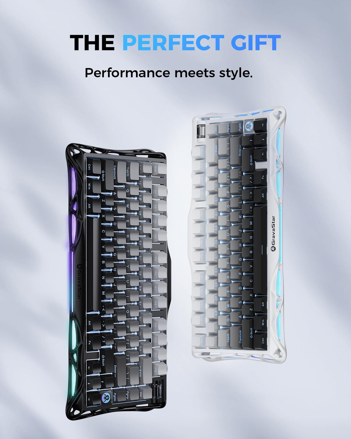 GravaStar Mercury K1 Mechanical Keyboard with Aluminium Frame, 75% Wireless Gaming Keyboard, Hot Swap Custom Keyboard with Button, Gasket, RGB Tri-Mode Keyboard, PBT Keycaps, 8000 mAh White
