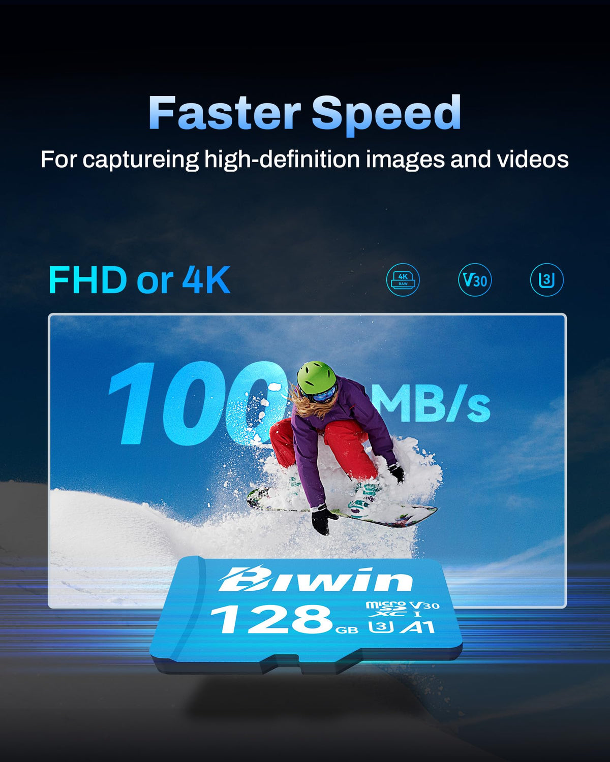 Biwin MS100 Micro SDXC Card 32GB, MicroSD UHS-I Memory Card, A1, V10, U1 Class 10, Up to 100 MB/s Read Speeds for Smartphones, Tablets, Home Security Camera and Dash Cams