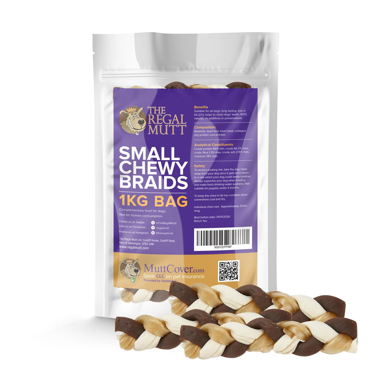 The Regal Mutt - Chewy Twists with Chicken - 1kg Bag