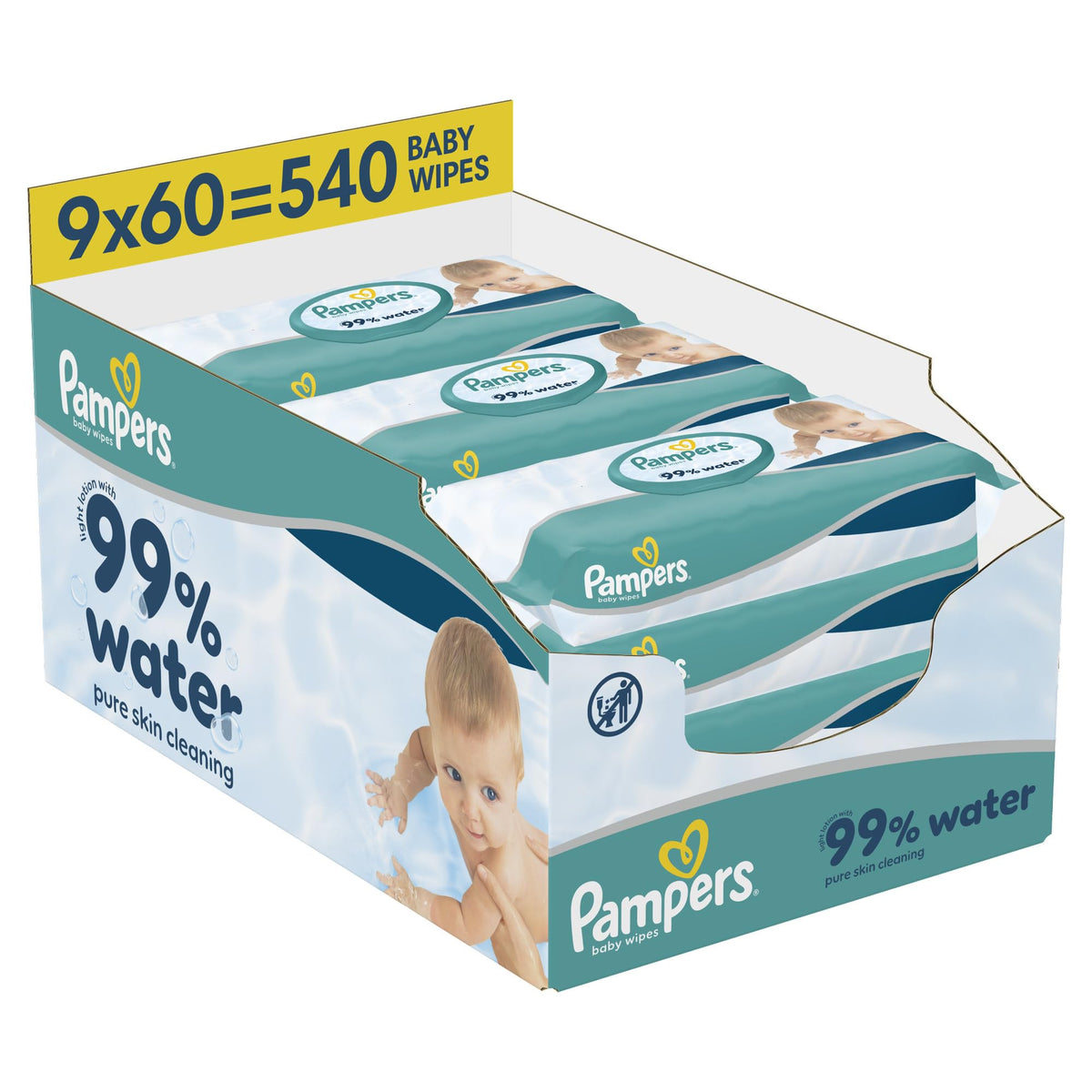 Pampers 99% Water Baby Wipes, 720 Count