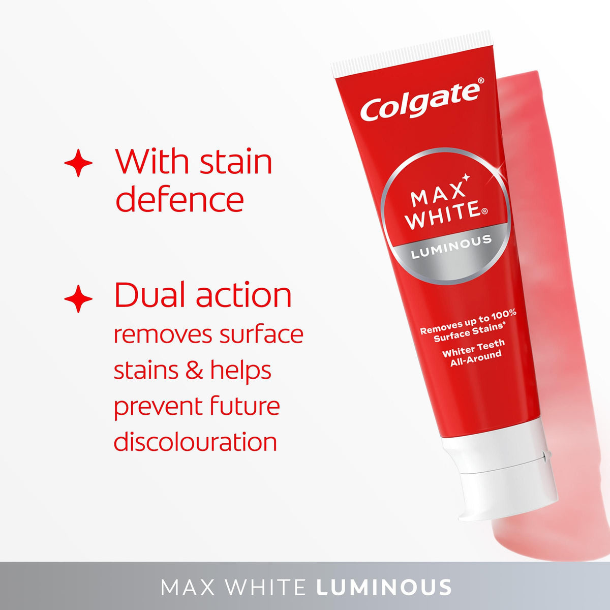 Colgate Max White Purple Reveal Teeth Whitening Toothpaste - Clinically Proven to Remove up to 100% of Surface Stains** - Fluoride Toothpaste - Colgate Multipack - 4 X 75ml