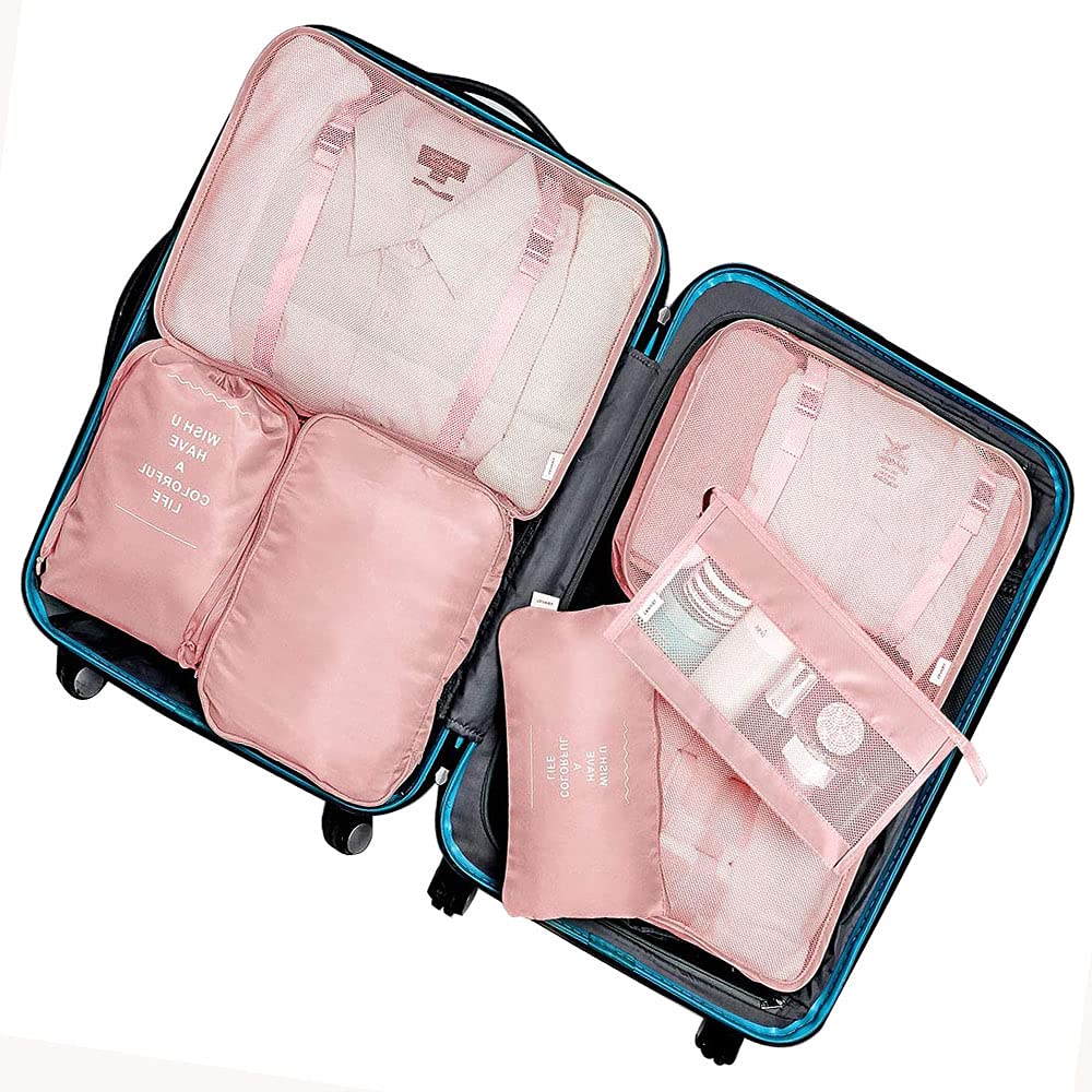 Travel Packing Cubes, Toifucos Multifunction 8pcs/set Luggage Organiser Compression Suitcase Essential Bag, Dark Gray