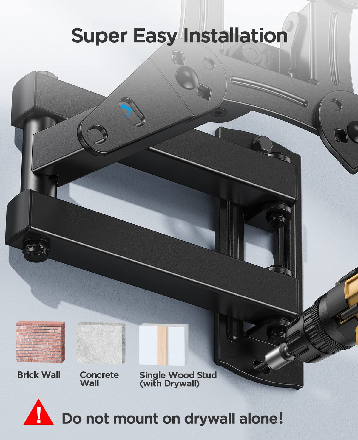 PERLESMITH TV Wall bracket for most 26-60 inch Plasma & Curved TV up to 35kg, Universal TV Bracket Wall Mount with Tilt Swivel Extension, Max VESA 400x400mm