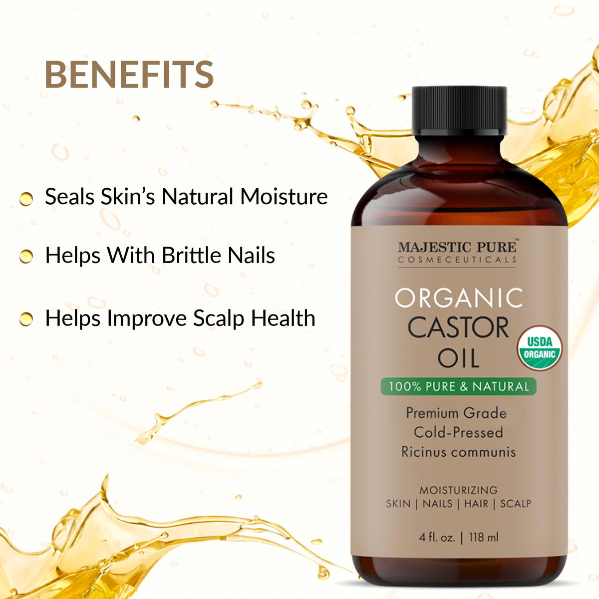 Majestic Pure Vitamin E Oil 100% Pure and Natural Oil - 236 ml