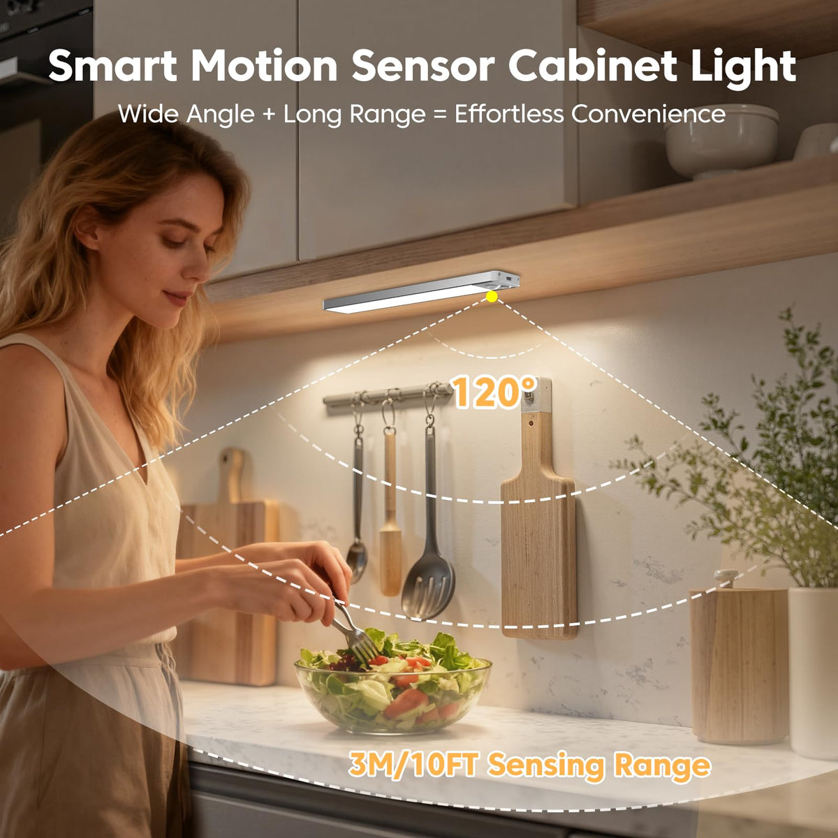 Under Cabinet Kitchen Lights, Motion Sensor Lights Indoor, 20CM, 3 Pack