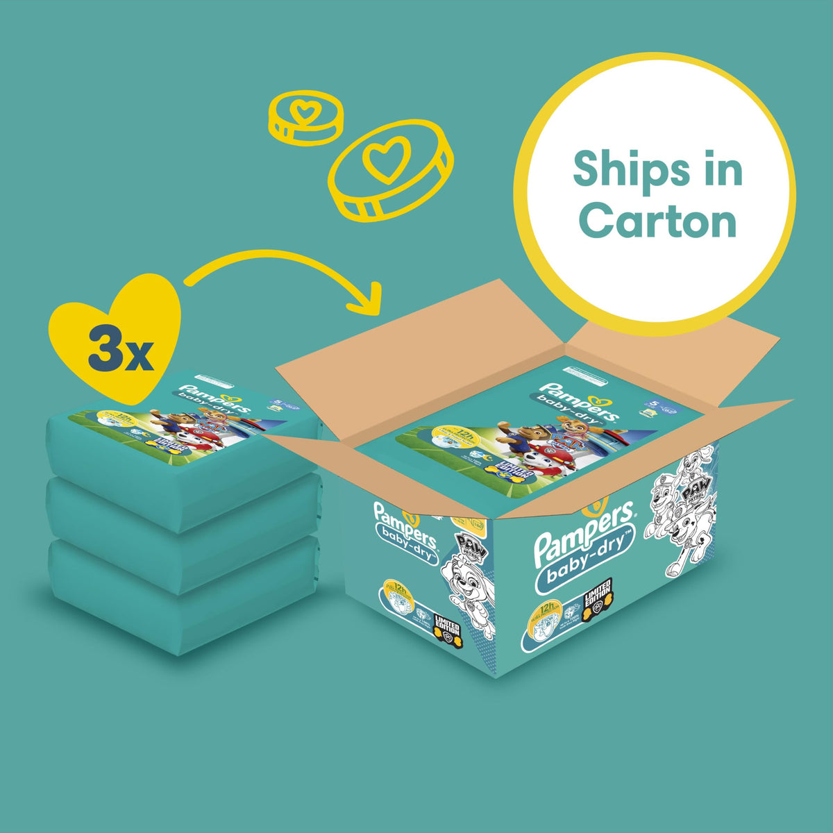 Pampers Baby-Dry Nappies, Size 6 Giant, 164 Count