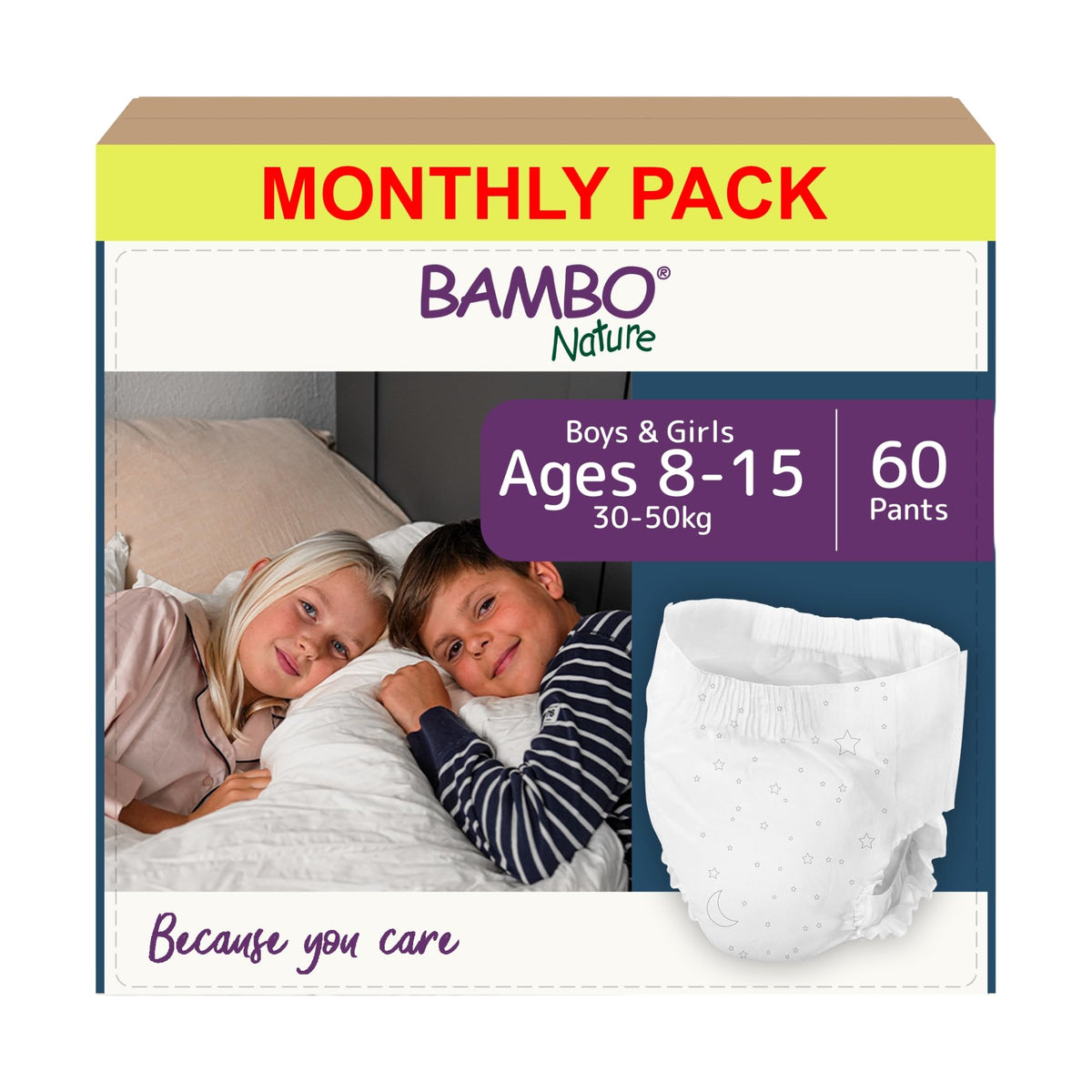 Bambo Nature Dreamy Night Pants Nappies, (Children Aged 8-15, 35-50kg), 10PK Pull Up Pants, Eco Nappies Keep Beds Dry All Night, Pull Ups Training Nappy, Secure, Comfortable, Potty Training