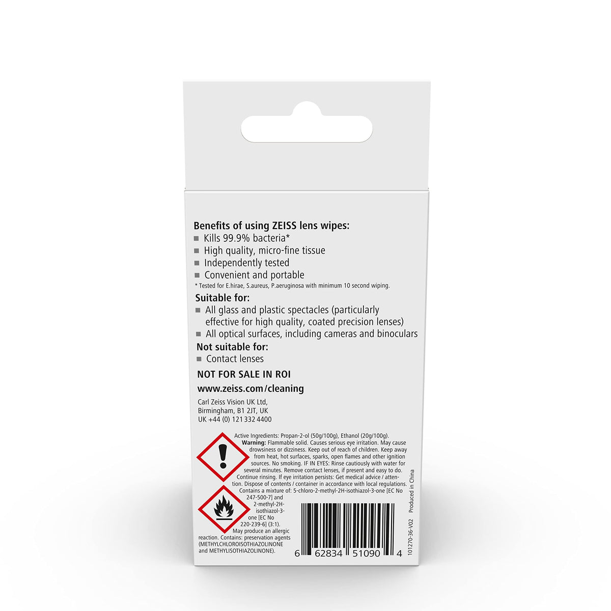 ZEISS Sunglasses Wipes, Removes Fingerprints, Suncream, Dirt, Dust & Oil. Individually Packed Pre-Moistened Wipes Perfect to use at Home or On-The-Go. Fast-Drying and Portable. 8 Packs x 10 Wipes