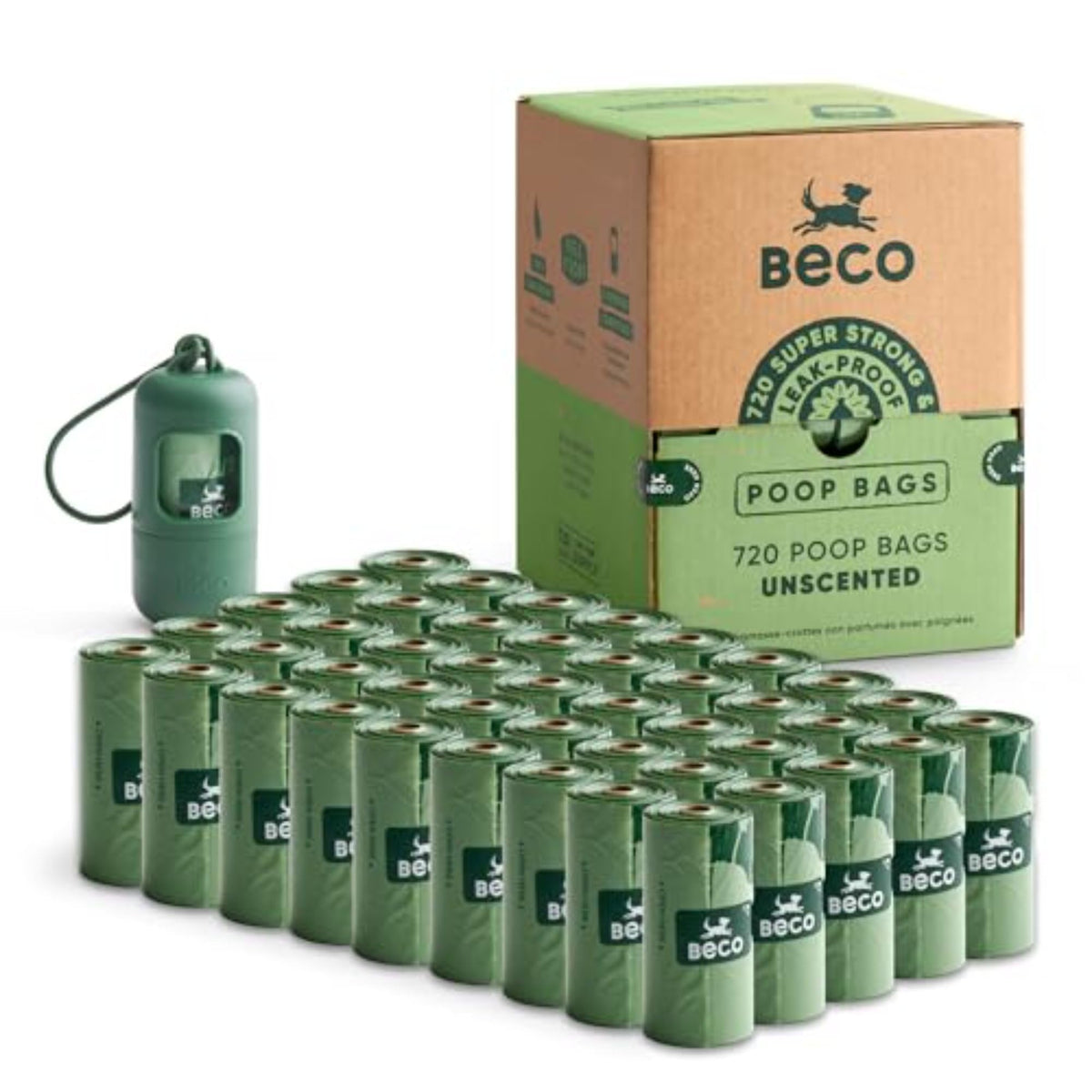 Beco Dog Poo Bags, 94% Recycled Plastic, Unscented Refill Rolls, 270 Bags