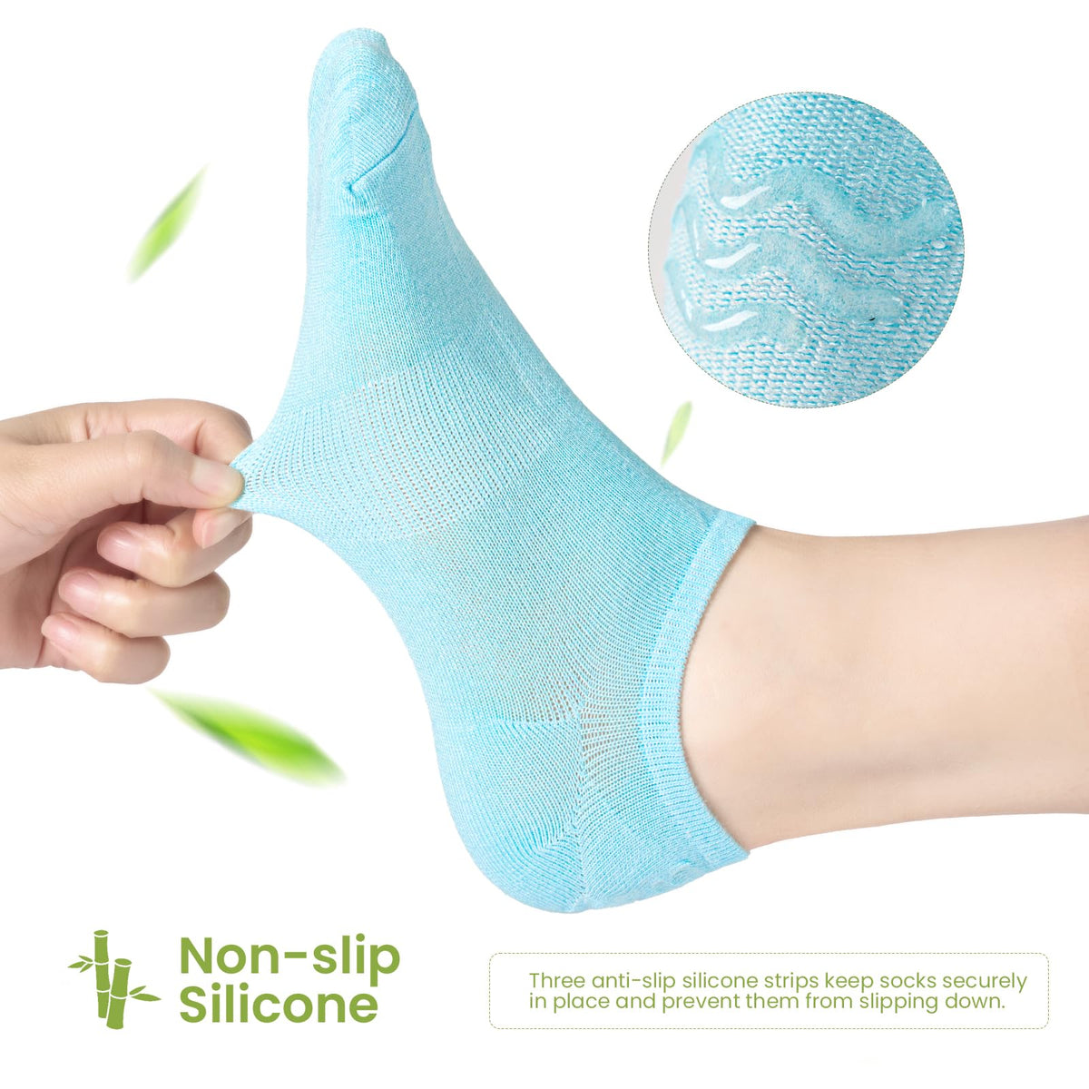 Niofind Bamboo Trainer Socks for Womens & Mens, 6 Pairs, Non Slip No Show