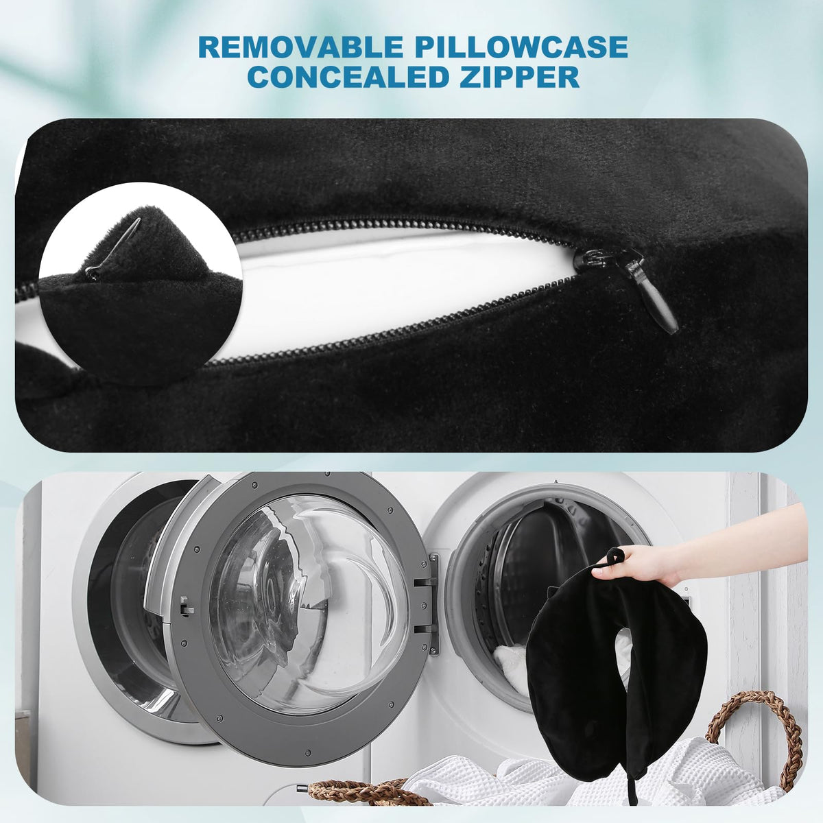 Cirorld Inflatable Travel Pillow, Blow up Neck Pillow for Travel, Lightweight Inflatable Travel Pillow for Airplane with Eye Mask and Earplugs—Travel Essentials for Flying, Grey