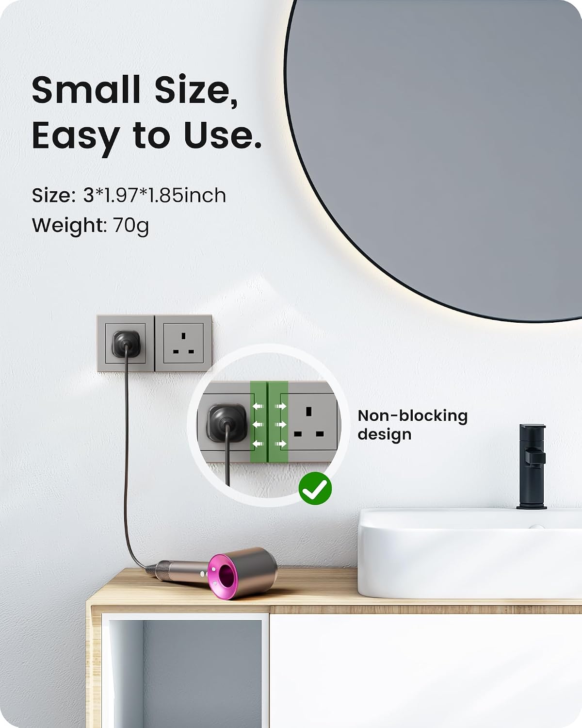 LENCENT 2 Pack EU to UK Plug Adapter,Black
