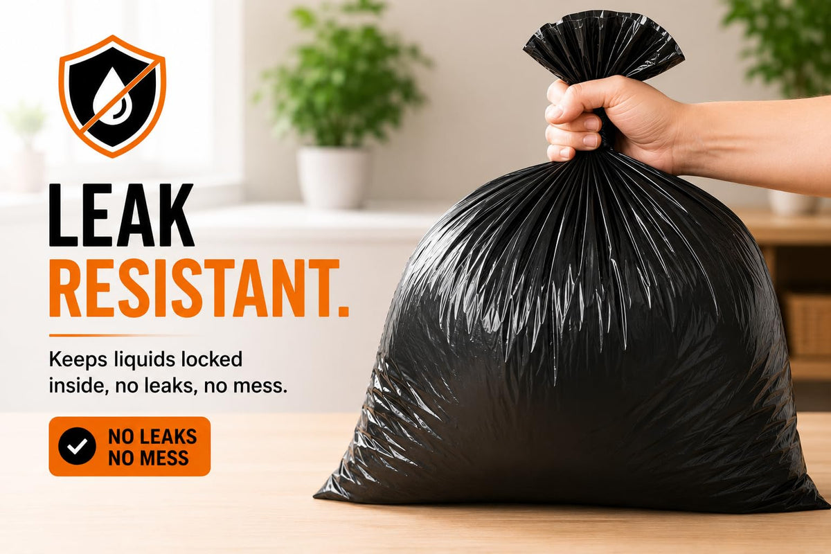 Haya Home 50L 50 Bin Bags Heavy Duty Bin Liners, Black Plastic Refuse Sacks large Garbage Waste Dustbin Bags for Kitchen Home Office DIY Garden from 100% Recycled Material