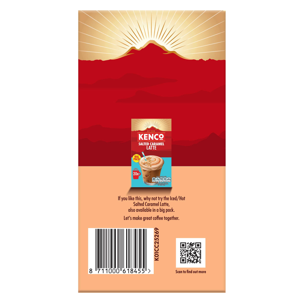 Kenco Iced Hot Salted Caramel Latte Sachets x8 (Pack of 5, Total 40 Sachets)