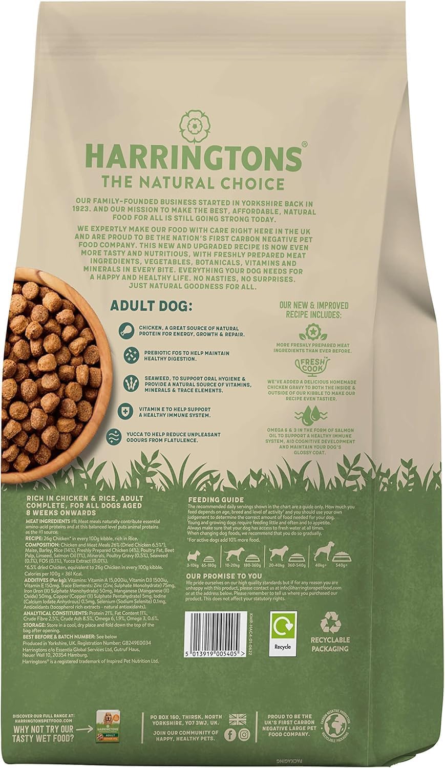 Harringtons Complete Dry Adult Dog Food Turkey & Veg 15kg