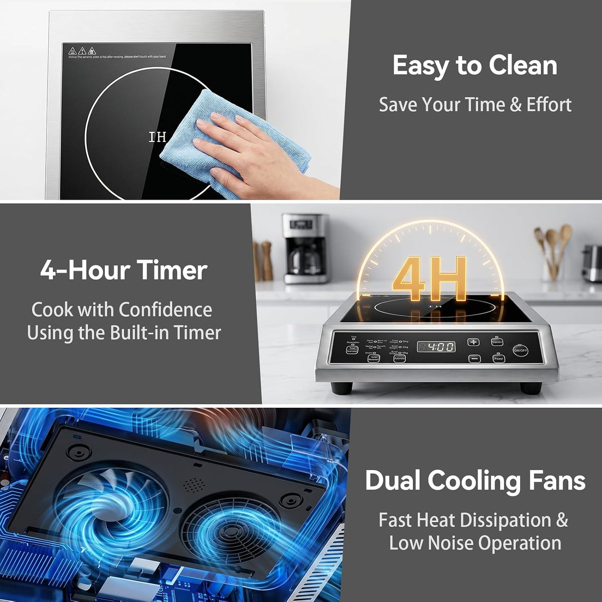 3500W Commercial Single Induction Cooker, Heavy Duty Touch Control Hob