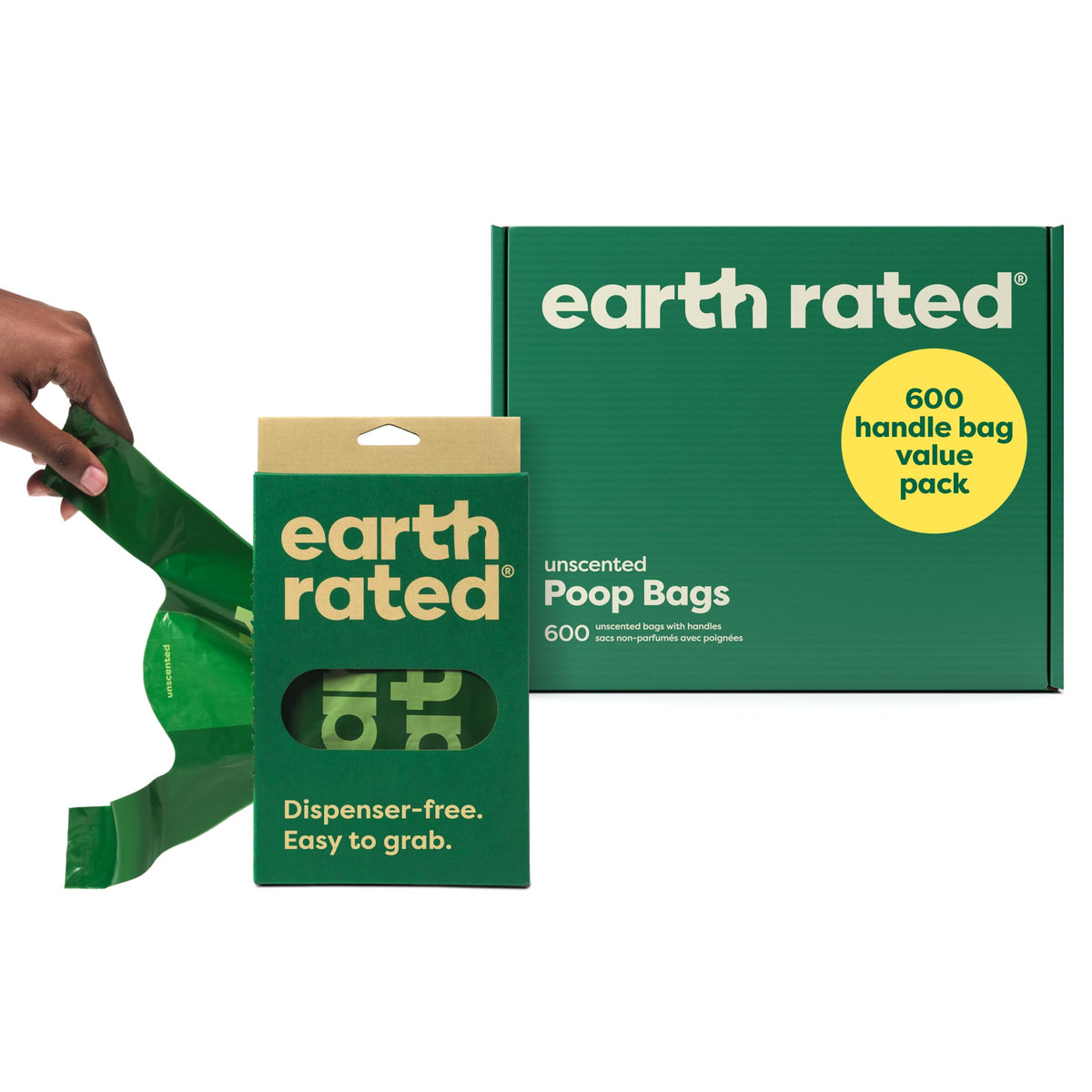 Earth Rated Dog Poo Bags with Handles, Easy Tie and Guaranteed Leakproof, Lavender Scented, 120 Bags