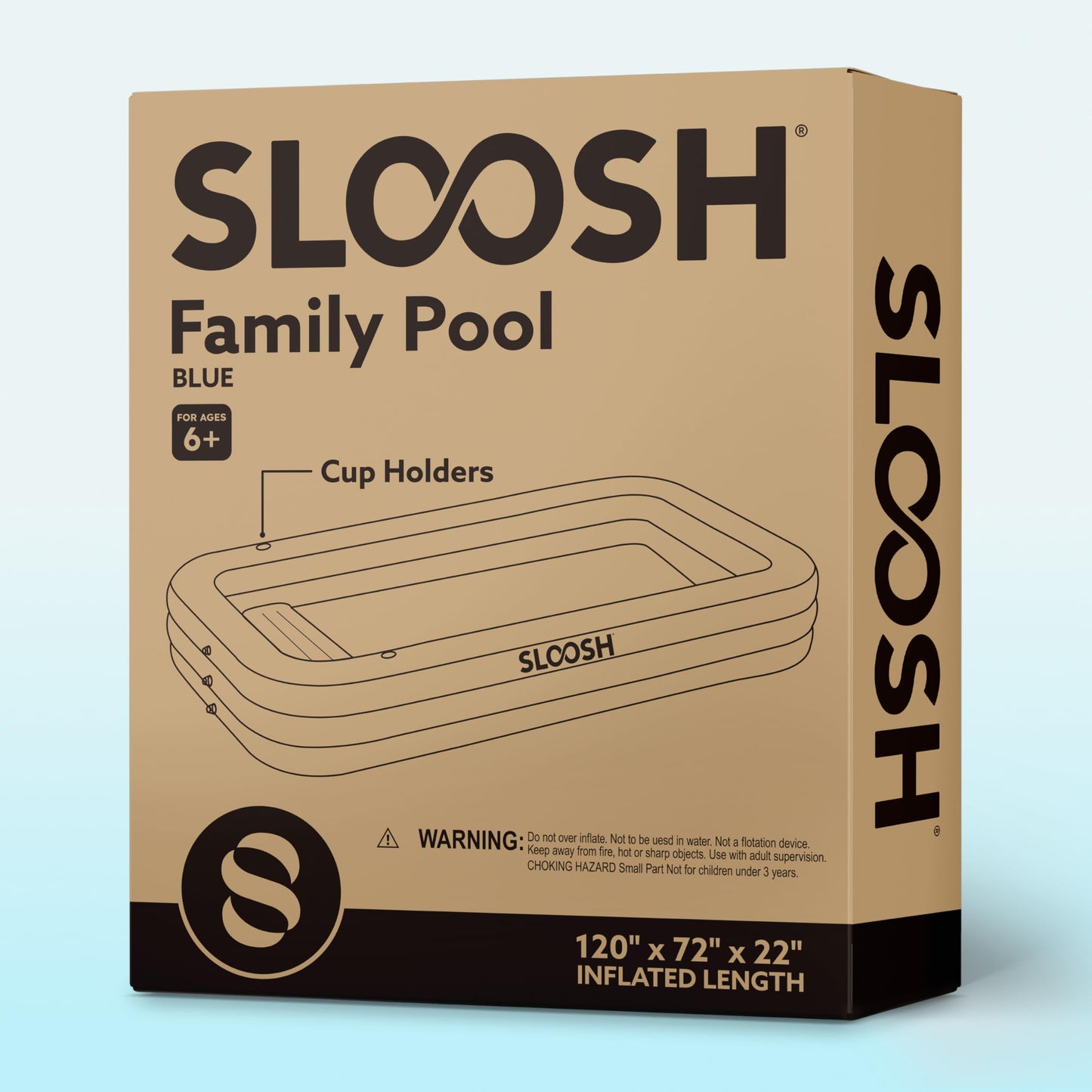 Sloosh Inflatable Swimming Pool for Adults with Seats, 304.8 x 182.8 x 55.8cm Full-Sized Blow Up Durable Thickened Above Ground Family Pool, Large Paddling Pool for Summer Water Party Garden Lawn,Blue
